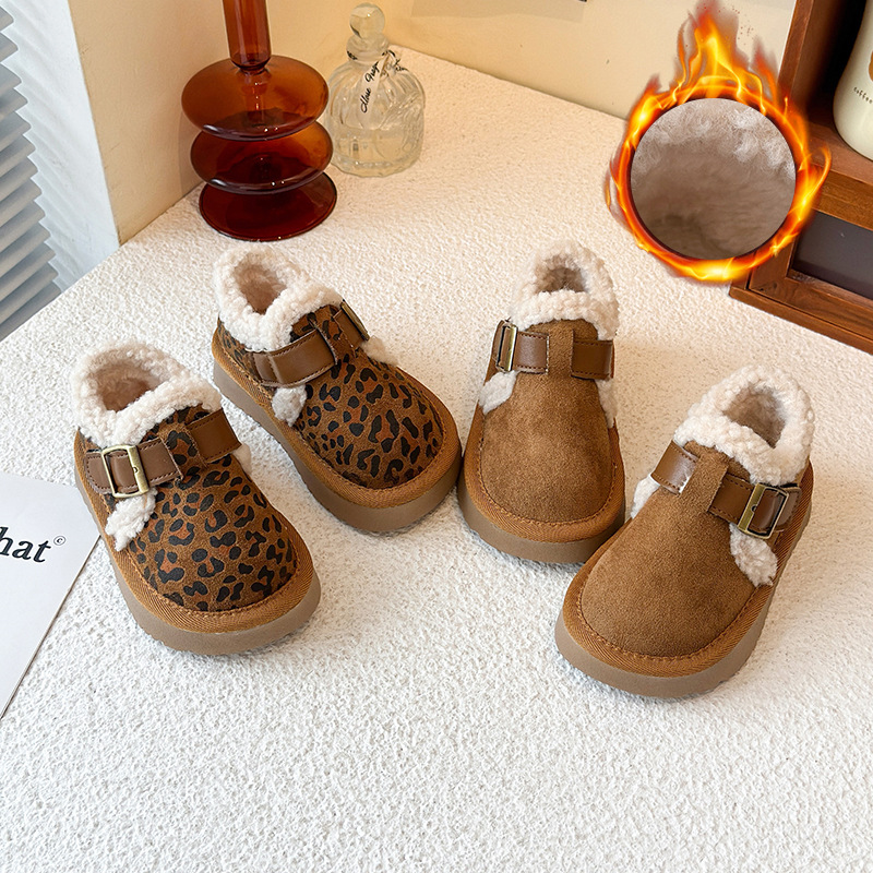 Children's Snow Cotton 2025 New Winter Shoes Girls Snow Boots Baby Girl Large Cotton Shoes Fleece-Lined Thickeneded Winter Shoes