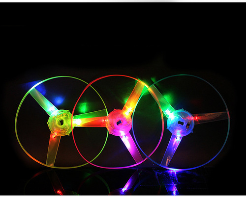 Luminous push flying saucer, luminous flying saucer, flashing flying fairy, bamboo dragonfly, children's classic toy manufacturer wholesale