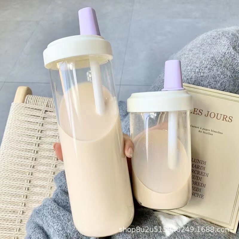 ストロー付きの新しいスタイルのプラスチックカップ、パールミルクティーを吸うことができ、見栄えの良い大容量のポータブルフルーツティーカップ、ギフトロゴ付き|undefined