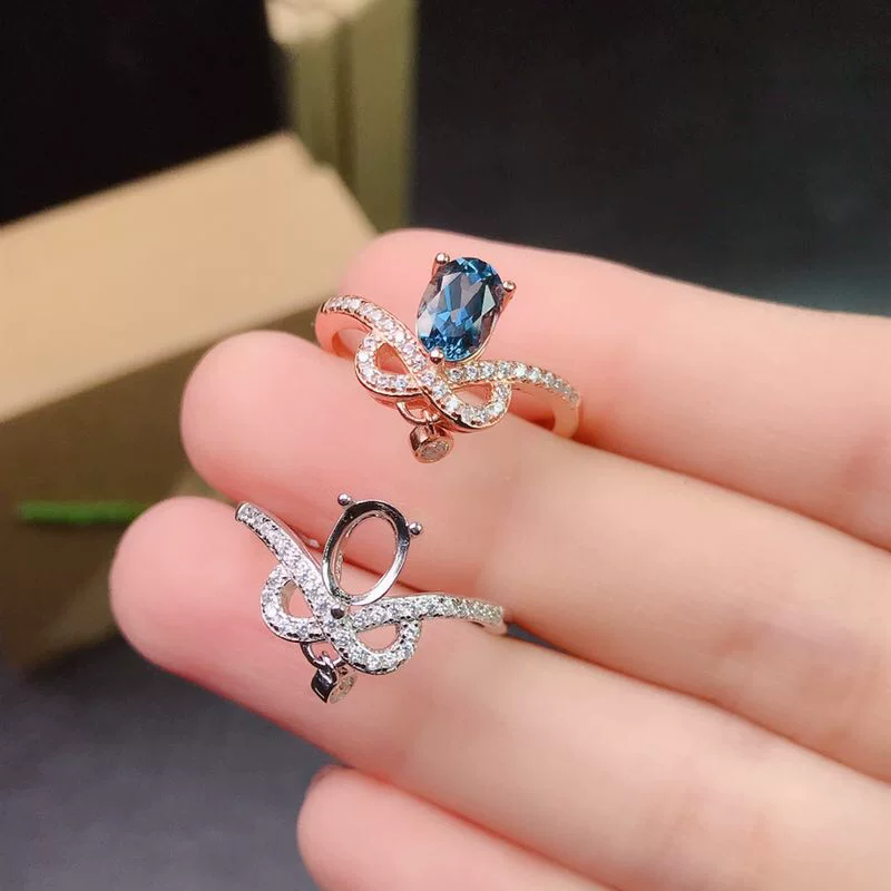 Платиновое розовое золото S925 посеребренное покрытие 18K Platin Rose Gold пустая кольцо 5*7 мм женское кольцо живое кольцо серебряные украшения