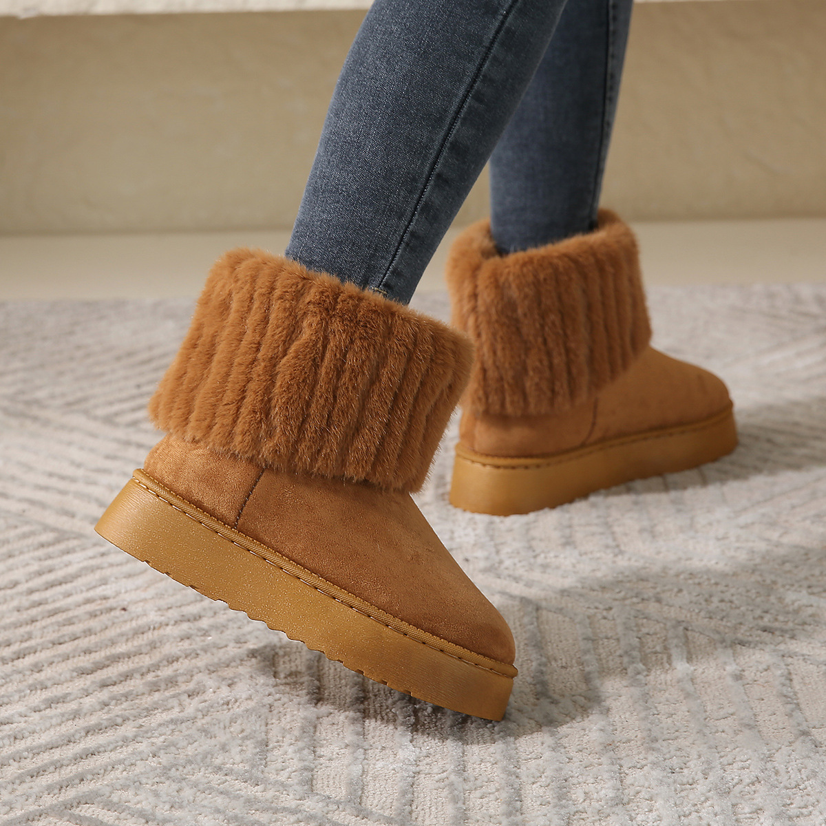 Women's Snow Boots With Thick Sole And Fleece Lining For Winter_voghion.com
