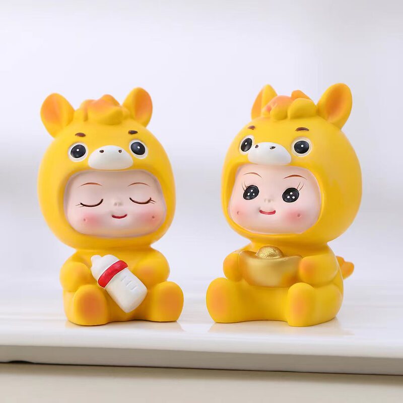 2026 New Model Horse Baby Birthday Cake Baking Decorations Horse Baby Ingot Ornaments Resin Crafts Gifts