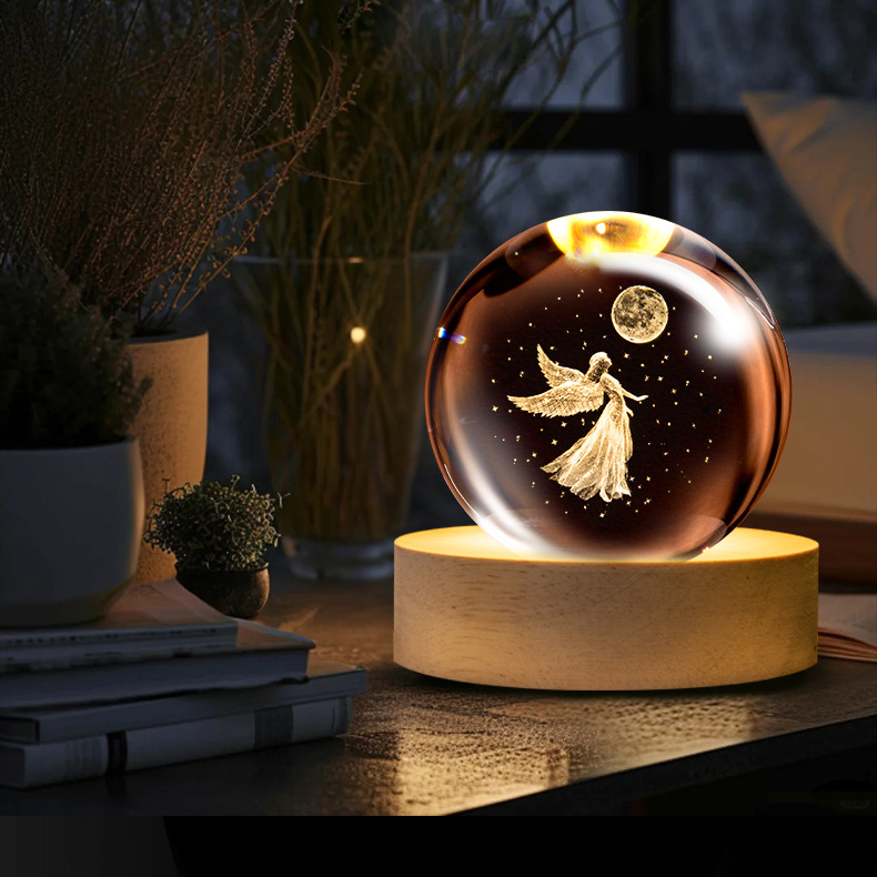 Luminosa galaxia cristal bola noche luz galaxia cristal artesanía 3D láser interior talla Regalo de Cumpleaños decoración creativa