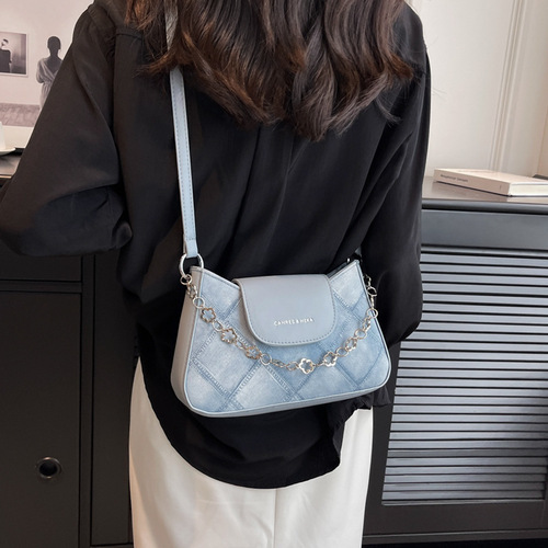 Bag Lady 2024 New Summer Women's High-end Texture Crossbody Bag with Chain and Herringbone Shoulder and Underarm Bag for Women