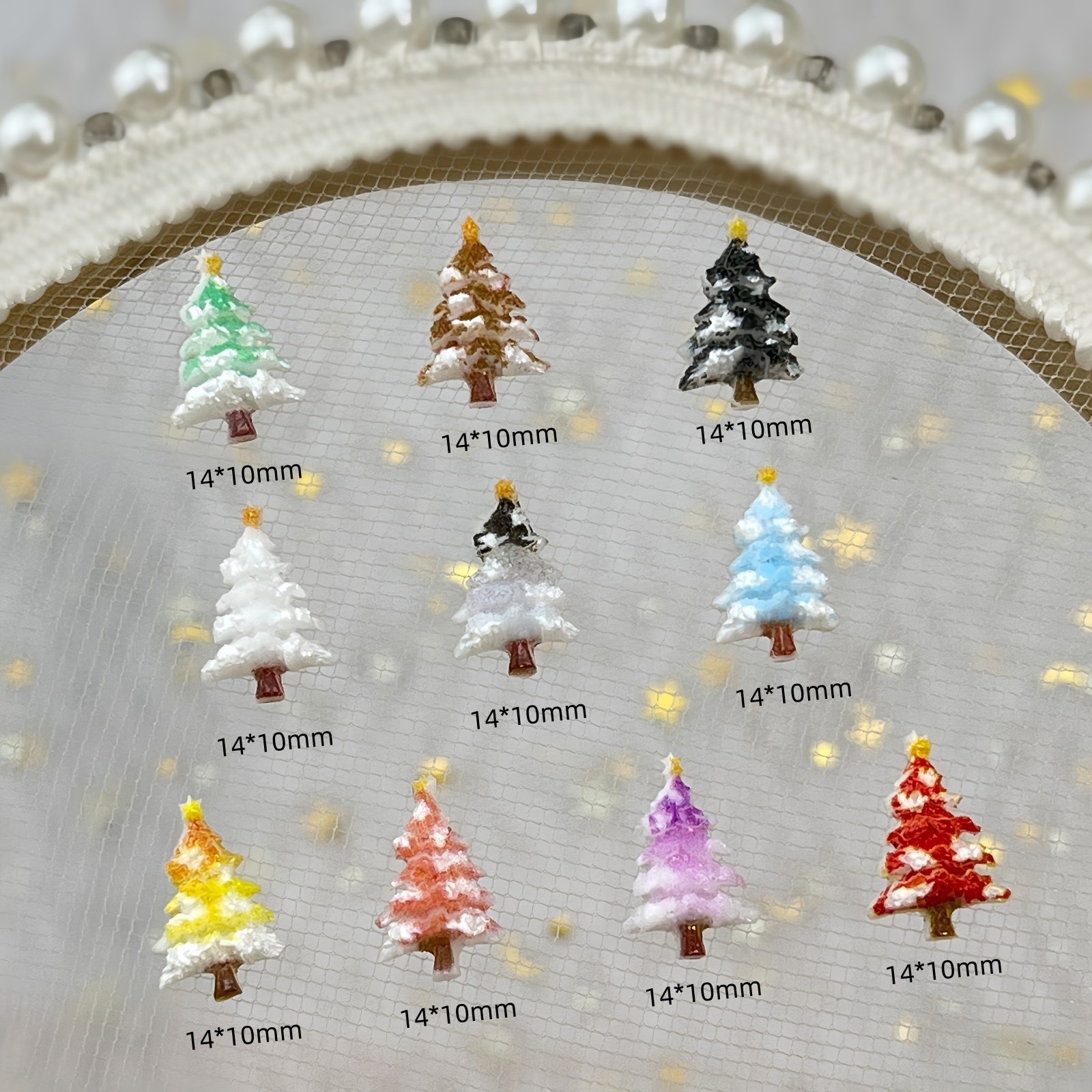 In-stock Christmas tree nail art accessories, colorful three-dimensional glitter resin Christmas series DIY wearable nail decorations