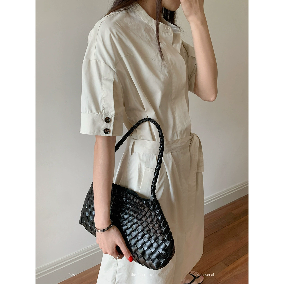 Yi En Ou inbyin темпераментный воротник с короткими рукавами платье дети лето новый ремешок талии односбортное платье