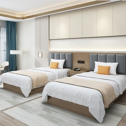 Muebles de hotel habitación estándar conjunto completo de habitaciones de hotel cama estándar de habitación única apartamento habitaciones residenciales modernas y simples cama especial de hotel