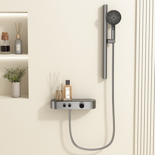 Gun Gray Milky White Household Bathroom Shower Set All-Copper Pressurized Rain Shower with Adjustable Height
