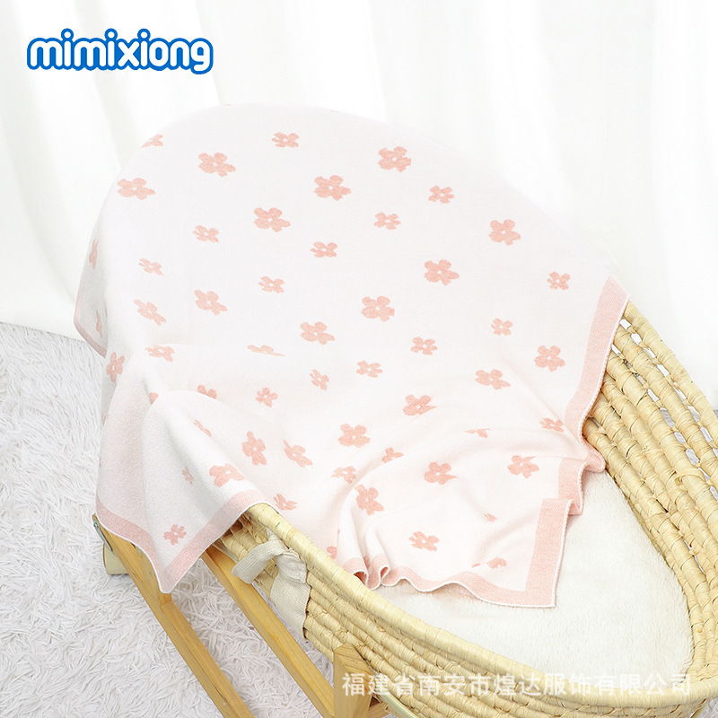 Ins venta caliente primavera, primavera y verano nuevo estilo linda flor jacquard bebé manta bebé cochecito cubierta edredón juego almohadilla