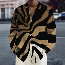 2024年新款欧美跨境亚马逊独立站3D数码印花潮流前线男士长袖衬衫