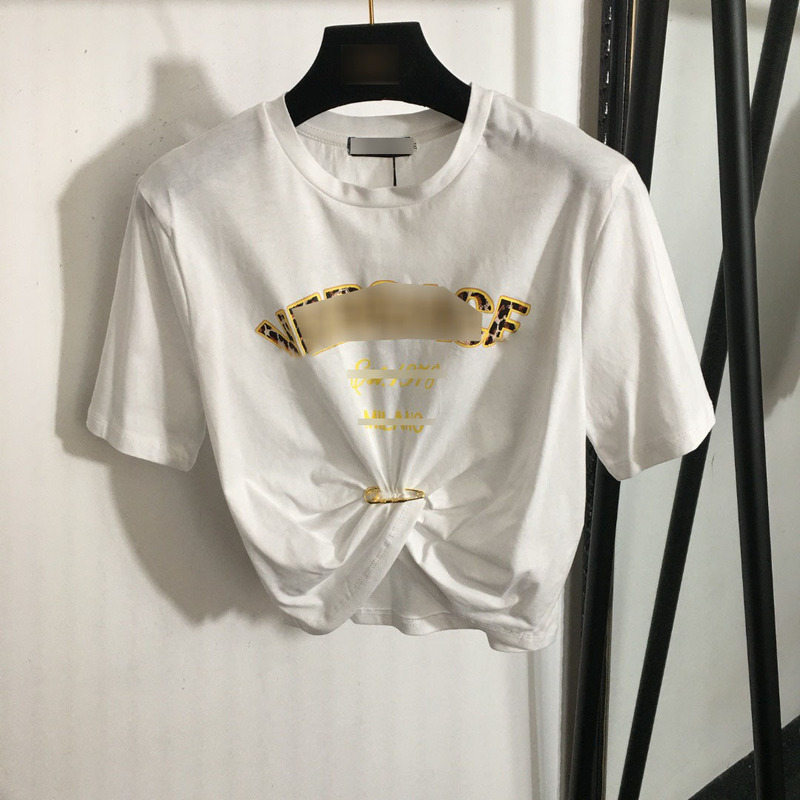 2025 Summer Nanyou Hot Selling European and American Clothing Portrait Pin Waist Letter Printed Round Neck Short Sleeve Short T-Shirt 2025 Summer Nanyou Hot Selling European and American Clothing Portrait Pin Waist Letter Printed Round Neck Short Sleeve Short T-Shirt