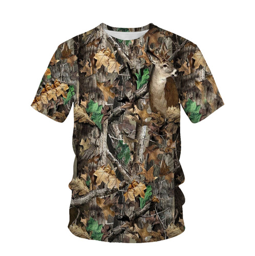 Summer Trend New Style T-shirt Outdoor Jungle Camouflage Short-sleeved Top Mesh Fabric Personality Men and Women Casual Item