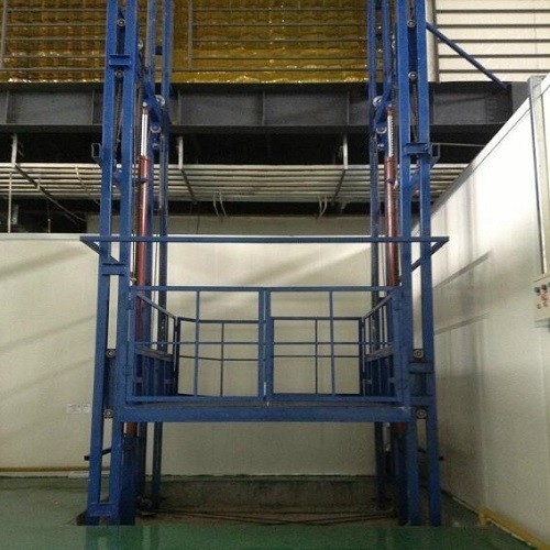 小型電動油圧レール式昇降貨物エレベータ屋外現場倉庫貨物レール昇降機貨物エレベータ|undefined