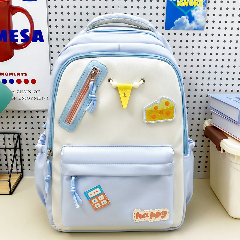 Bonita mochila de mensajero para estudiantes, nueva mochila de escuela primaria de gran capacidad para estudiantes de secundaria, mochila de mensajero casual de color en contraste