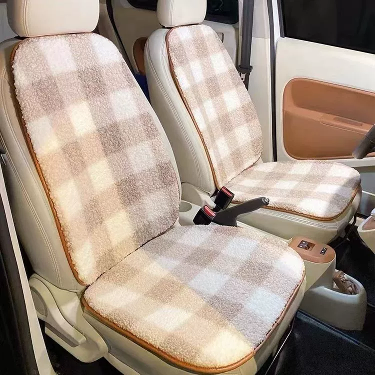 Автомобильная подушка зимняя плюшевая женская машина внутренняя сеть красная милая сиденье однострочное сиденье утолщение теплое и нескользкое автомобильное сиденье