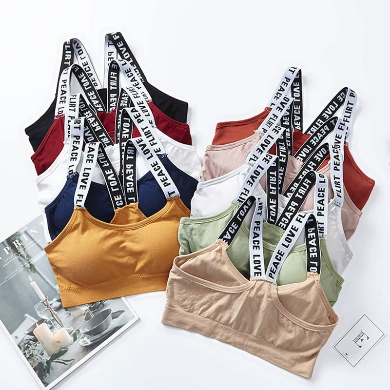 (Cross-border trading), underwear, sports tube top, bra, T-shirt, English letters, lifting effect, for running, beautiful back