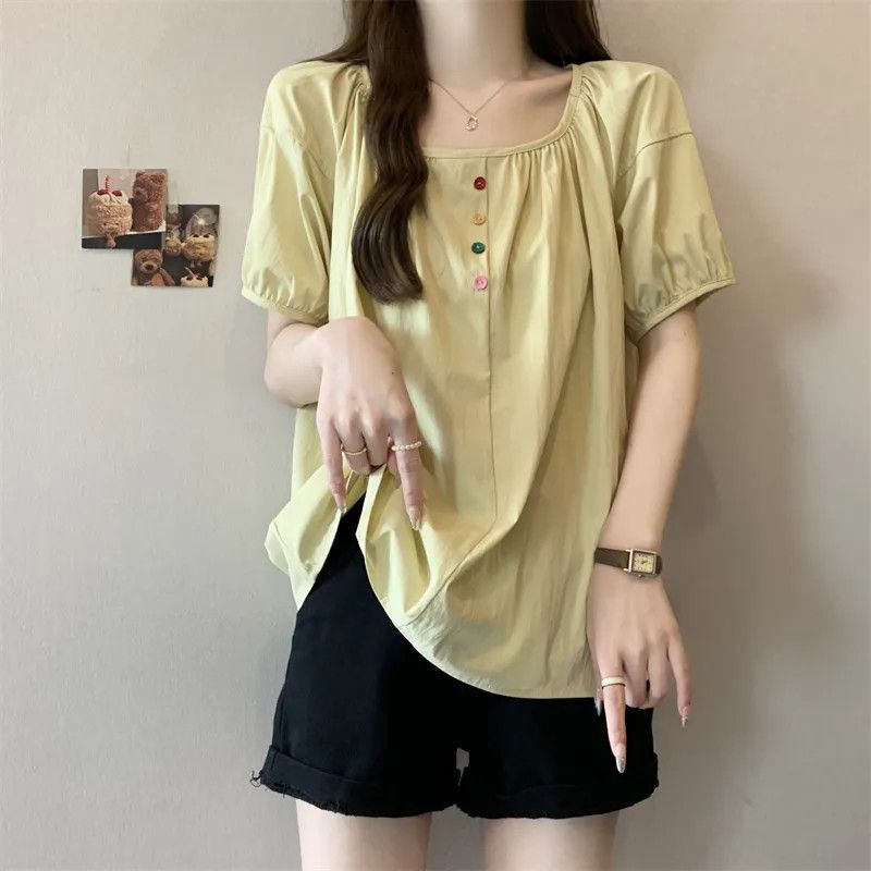 Diseño único y chic sentido verano nuevo estilo francés camiseta mujer talla grande hermana gorda casual dulce top mujer image 1
