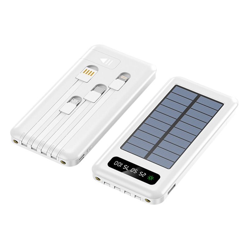 Solar auto-cableado banco de energía 20000 mA de gran capacidad ultrafino portátil al aire libre de energía móvil al por mayor