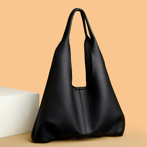 Large bag for women  new trendy simple soft leather shoulder bag fashion commuting large capacity casual mother-in-law tote bag