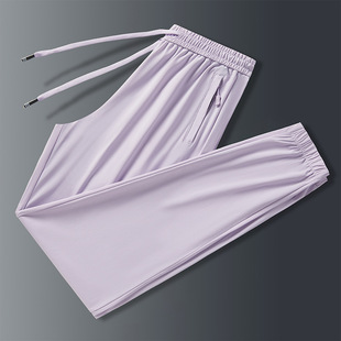 Summer New Ice Silk Pants Men's Quick-Drying Pants Thin Straight Leg Pants Loose Large Size Casual Sports Pants for Men
