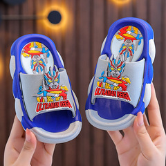 兒童涼拖鞋夏季卡通奧特曼軟底防滑洗澡浴室居家寶寶鞋