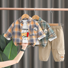子供服男の子秋シャツスーツ 2025 新韓国風子供秋服長袖カジュアル 3 点セット流行の服