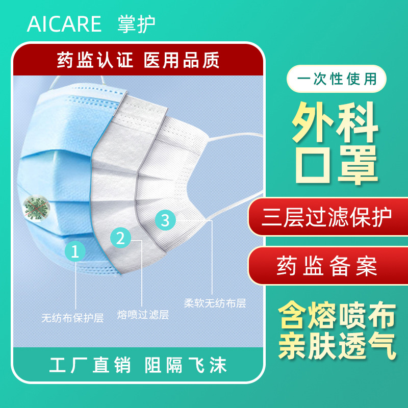 medical Surgical masks Dialysis paper packing A pack of ten pieces disposable Use Surgery Mask three layers filter