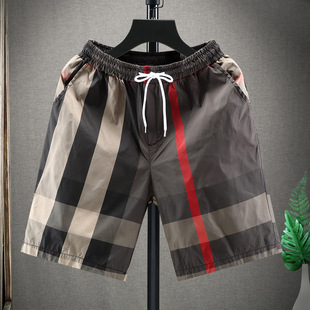 Thin Men's Five-point Pants Summer Home Plaid Large Pants Fashionable Casual Beach Pants Outer Wear Men's Shorts