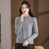 年轻款时尚提花针织衫秋冬毛衣打底衫大码宽松保暖内搭年轻妈妈装，女装针织衫/毛衣，妃慕昵服饰