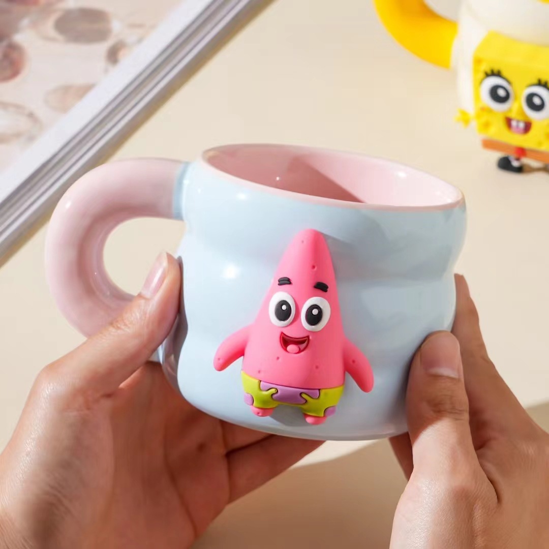 Taza Bob Esponja autorizada genuina Personalidad Dibujos animados Pai Daxing Taza de desayuno de cerámica Taza de café de regalo Creatividad