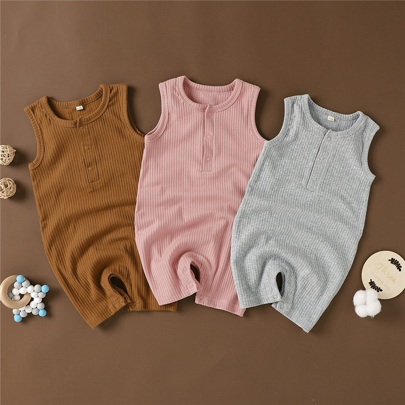 Foreign Trade Climbing Clothes Summer Baby Sleeveless Hare Clothes Organic Cotton Climbing Clothes Pit Strip Cloth Climbing Clothes Baby Knitted Jumbo