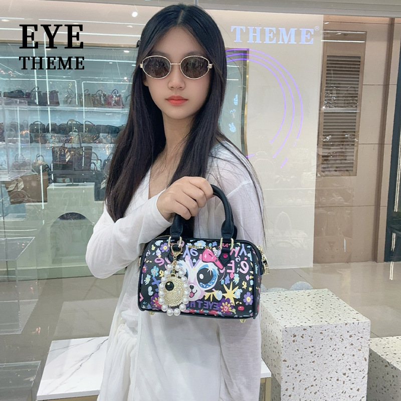 2025 dama impresa nueva linda cremallera pequeña bolsa de almohada moda personalidad de dibujos animados graffiti mochila 2835 #