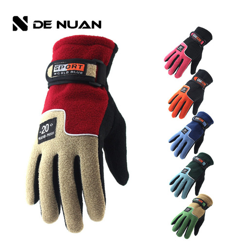 Outdoor Windproof Gloves for Men, Women, and Children—Winter Cycling, Fleece-Insulated, Warm, Skiing, and Cold-Weather Gloves for Students