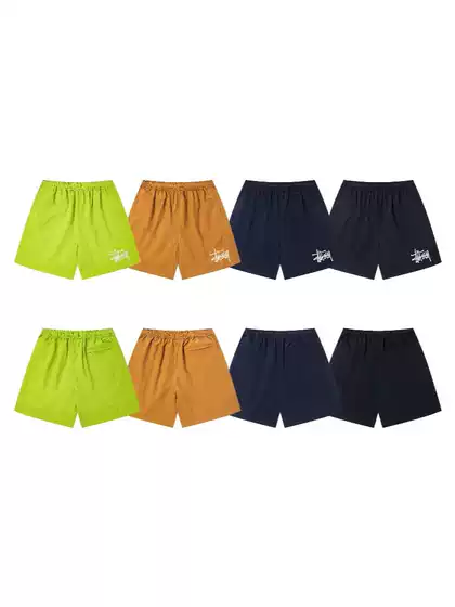 Cross-Border Trendy Brand Stussy Classic Logo Print Inner Mesh Quick-Dry Beach Shorts for Men and Women