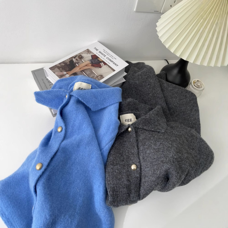 Age-reducing Peter Pan Doll Collar Long-sleeved Sweater Cardigan Women's Winter Outer Wear Super Soft Angora Fleece Knitted Jacket 5231