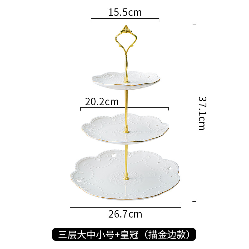 Luz de lujo cerámica de doble capa plato de aperitivos hogar sala de estar mesa de café pastel mesa de postre merienda creativa fruta seca plato de decoración de frutas