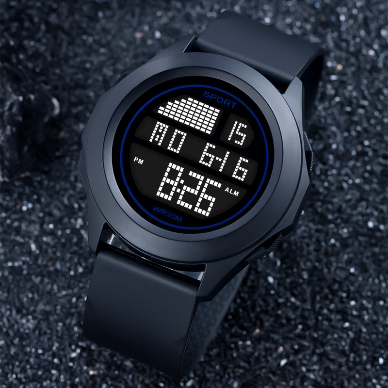 Nueva tecnología de los hombres reloj electrónico multifuncional impermeable luminoso de moda Junior High School reloj corriendo estudiante de moda