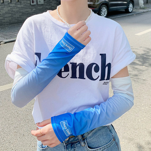 Sun protection gradient ice sleeve summer women's anti-UV arm sleeves ins trendy thin style when going out to drive and ride sunshade