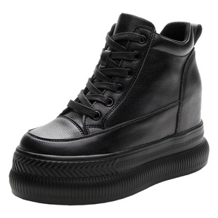 Hidden height increasing white shoes for women 2021 new autumn thick bottom muffin two cotton warm cotton shoes casual high-top shoes 9cm