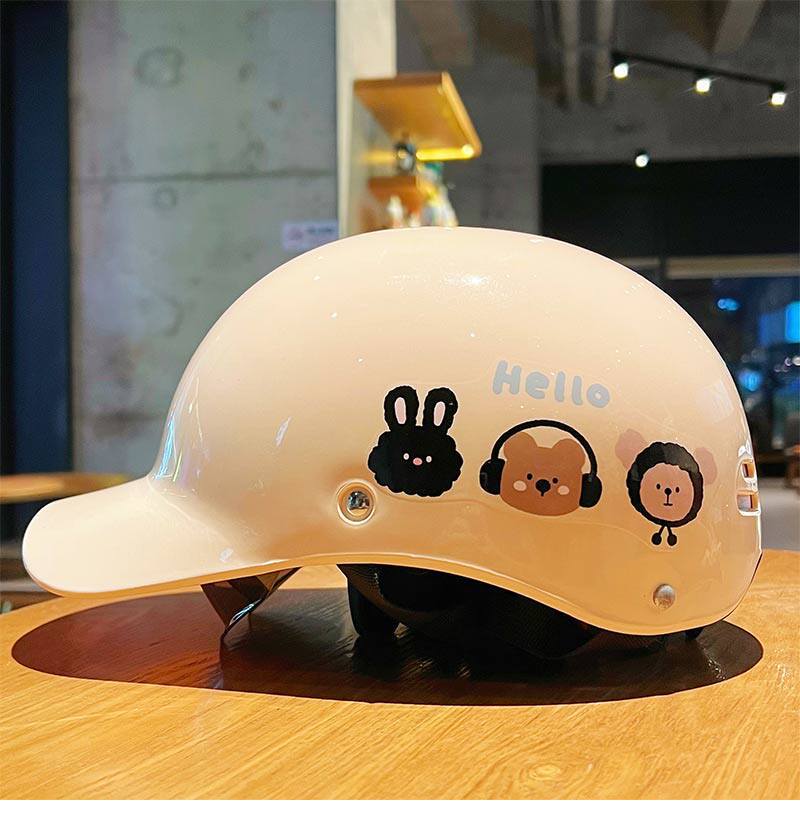 Cute Duckbill Cap 3C Certified Electric Vehicle Helmet for Women, Summer Sun Protection Motorcycle Safety Helmet, Electric Scooter Half Helmet