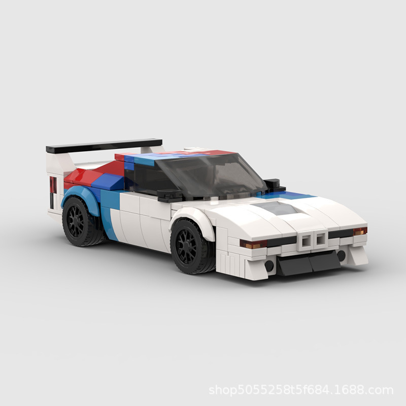 MOC blocks compatible with Lego speed series speed Champion BMW M1 retro traffic jam sports car boy