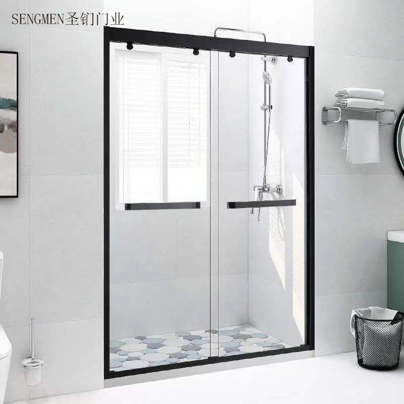 Toilet glass one-word shower room stainless steel dry and wet separation partition very narrow sliding door toilet glass sliding door