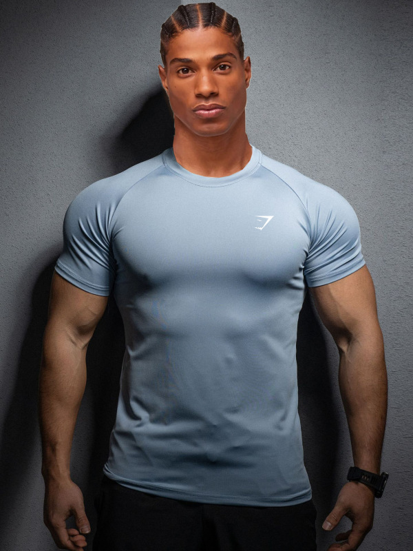 GYMSHARK メンズ Tシャツ スポーツ フィットネス ラウンドネック 伸縮性 速乾性 通気性 半袖 ファッショナブルな Tシャツ トップス|undefined