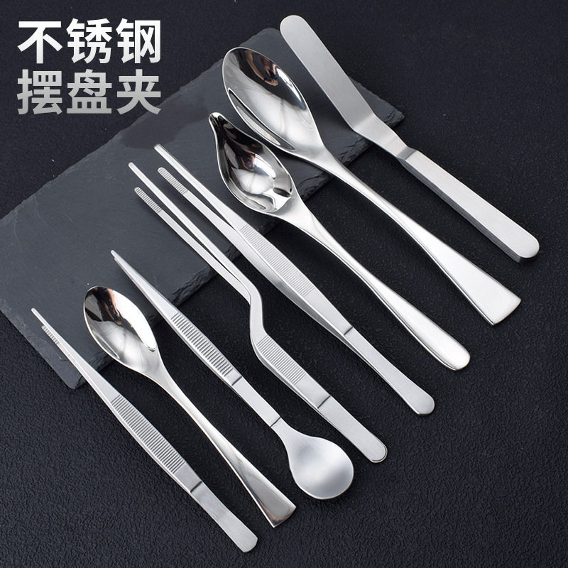 Transfronterizo de 8 piezas de acero inoxidable cucharas de alimentación cucharas de transferencia cucharas de dibujo cucharas de sabor cucharas de alimentación clip