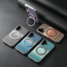 适用iPhone17手机壳旋转支架磁吸17e凯夫拉纹 苹果16promax保护套