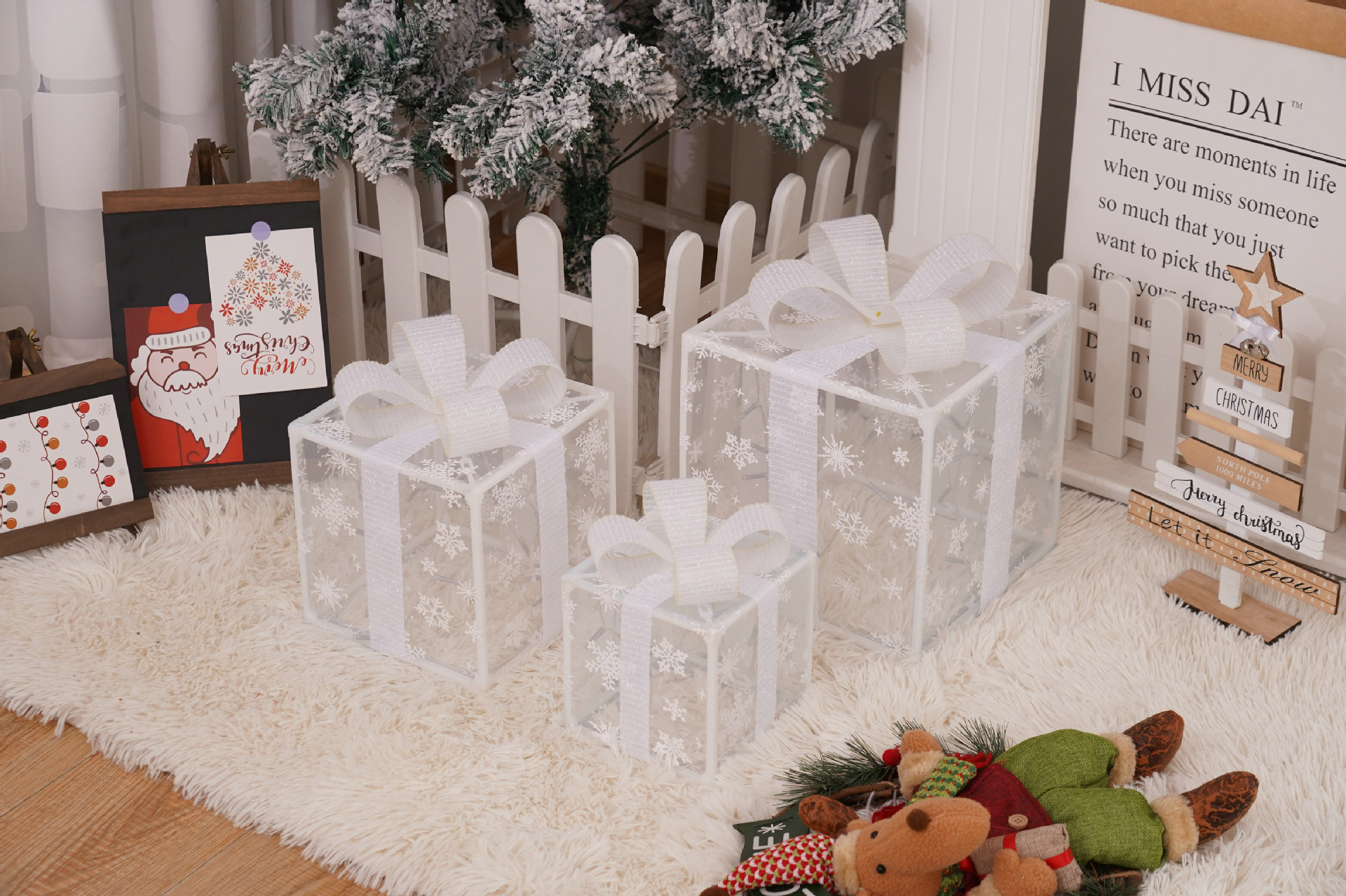 Luces navideñas nuevas de 2025, juego de tres piezas en caja de regalo navideña, productos navideños, accesorios de decoración para fiestas de cumpleaños, adornos.