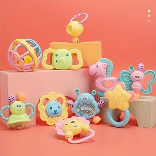 Cross-border Export Newborn Rattle suit Gift Box Baby Baby Young Children Teeth Combination Soft Rubber Toy Storage Box