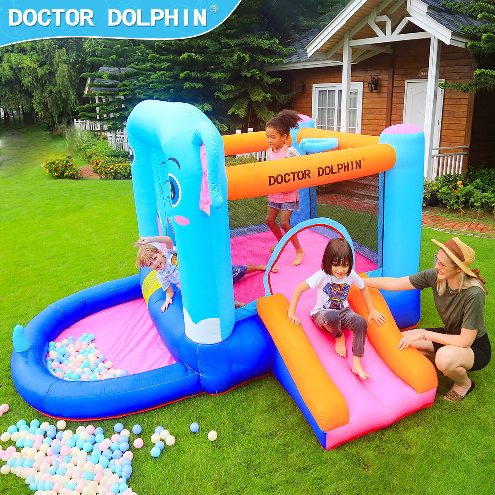 Doctor Dolphin | Castillo inflable para el hogar de los niños para el hogar pequeño tobogán de trampolín inflable interior y exterior para niños