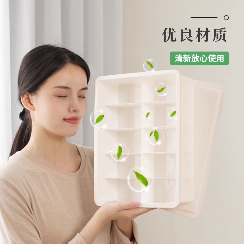 家用内衣收纳盒袜子分格整理盒塑料带盖衣柜内裤大容量防尘收纳箱|undefined