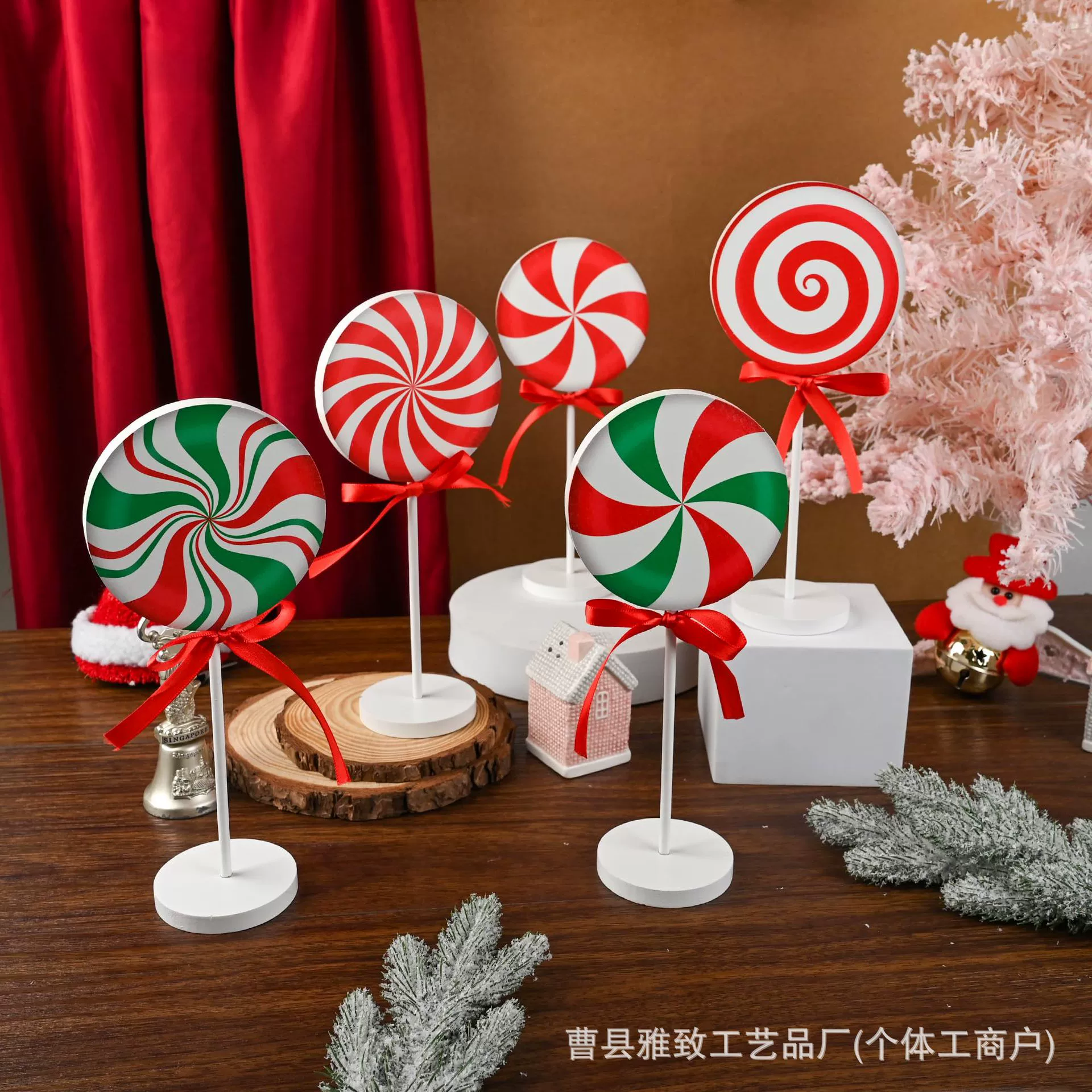 Трансграничные деревянные леденцы на палочке украшения ресторана декорации сцены Красно-белая ветряная мельница конфеты декора